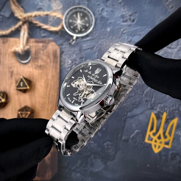 Классические мужские часы Awarder 022 Silver-Black Mechanic Metall Не забуду Дом фото 6