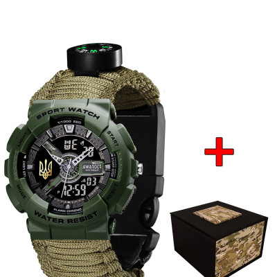 Awarder 005P Трезубец золото Army Green Паракордовый ремешок Army Green + Коробка