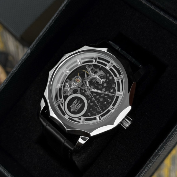 Класичний чоловічий годинник Awarder 029SI Тризуб срібло Silver фото 4