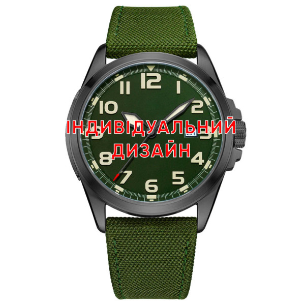 Классические мужские часы Awarder 040 Army Green-Black под Индивидуальный дизайн, водонепроницаемый, японский механизм фото 1