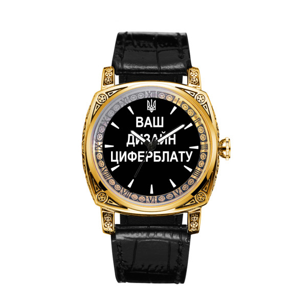 Класичний чоловічий годинник Awarder 021 Gold Leather з Індивідуальним дизайном, шкіряний ремінець фото 1