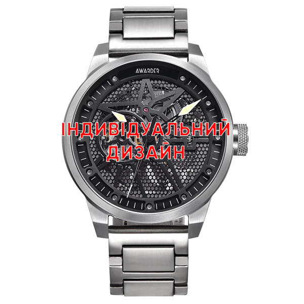 Классические мужские часы Awarder 058 Black-Red Steel под Индивидуальный дизайн, водонепроницаемый, японский механизм фото 1
