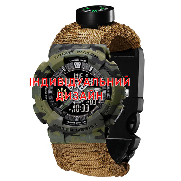 Тактические часы Awarder 005P Camo Green KH с Индивидуальным дизайном, водозащищенный, будильник, подсветка фото 1