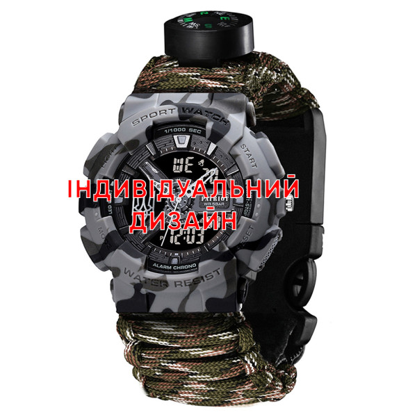 Тактические часы Awarder 005P Camo Grey CG с Индивидуальным дизайном, водозащищенный, будильник, подсветка фото 1