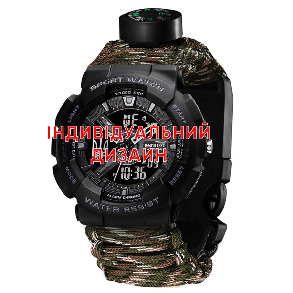 Тактические часы Awarder 005P Black CG с Индивидуальным дизайном, водозащищенный, будильник, подсветка