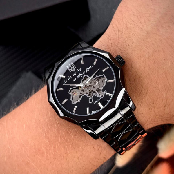 Классические часы Awarder 024 Не Забуду Black Steel Automatics с Индивидуальным дизайном, стальной ремешок фото 6