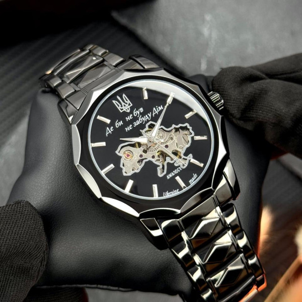 Классические часы Awarder 024 Не Забуду Black Steel Automatics с Индивидуальным дизайном, стальной ремешок фото 5
