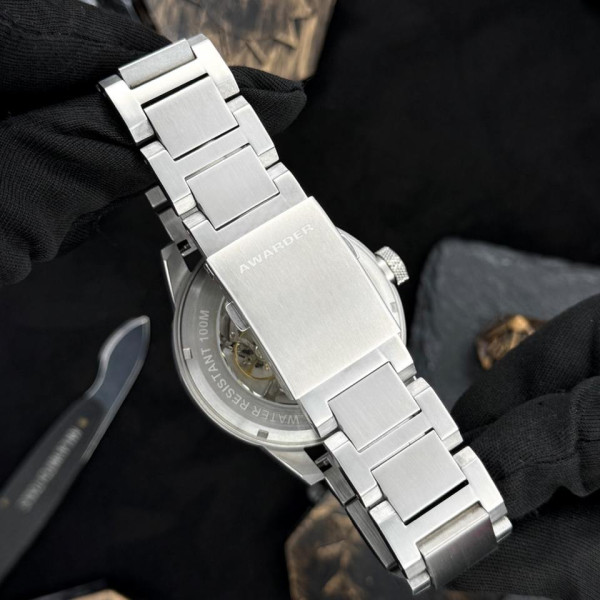 Классические мужские часы Awarder 058 Де би не був Silver-Black Steel, водонепроницаемый, японский механизм фото 9