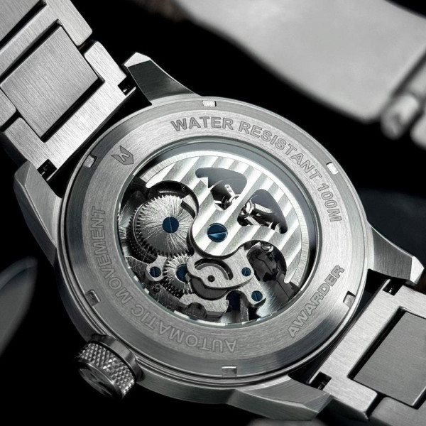 Классические мужские часы Awarder 058 Де би не був Silver-Black Steel, водонепроницаемый, японский механизм фото 10