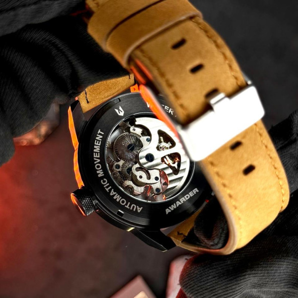Классические мужские часы Awarder 058 Де би не був Black-Brown, водонепроницаемый, японский механизм фото 11