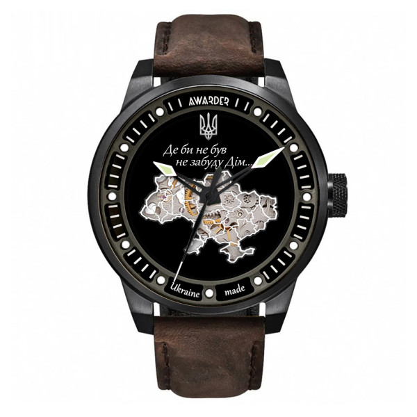 Класичний чоловічий годинник Awarder 058 Де би не був Black-Brown водонепроникний, японський механізм фото 1