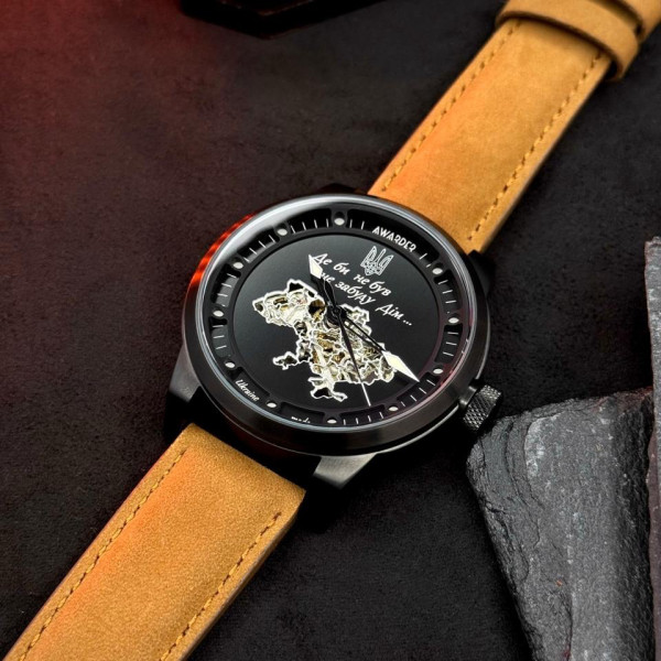 Класичний чоловічий годинник Awarder 058 Де би не був Black-Brown водонепроникний, японський механізм фото 9