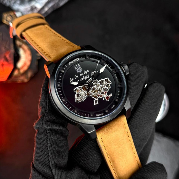 Класичний чоловічий годинник Awarder 058 Де би не був Black-Brown водонепроникний, японський механізм фото 8