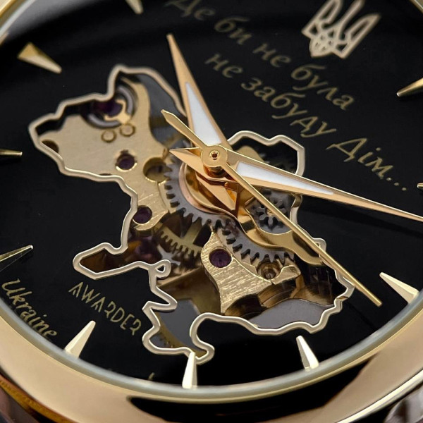 Класичний жіночий годинник Awarder 028-3D Де би не була Gold-Black під Індивідуальний дизайн, водонепроникний фото 8