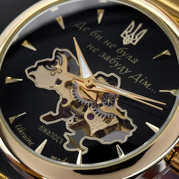 Класичний жіночий годинник Awarder 028-3D Де би не була Gold-Black під Індивідуальний дизайн, водонепроникний фото 7
