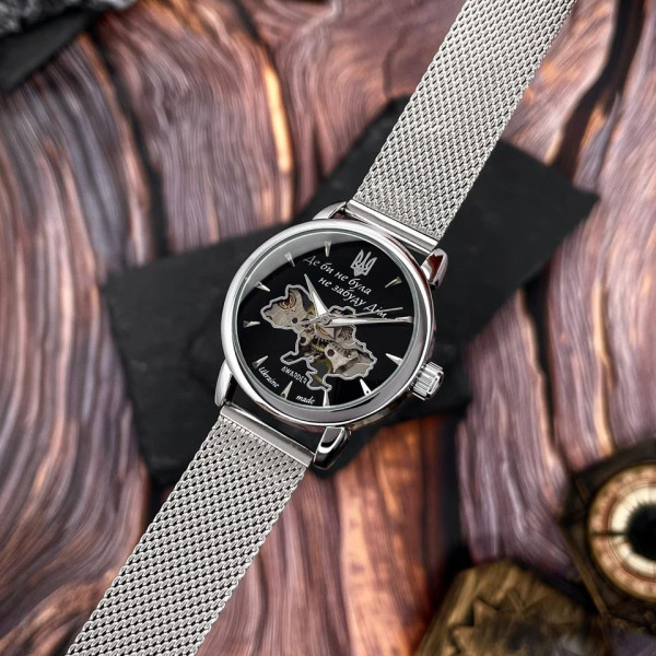 Классические женские часы Awarder 028-3D Де би не була Silver-Black под Индивидуальный дизайн, водонепроницаемый фото 5