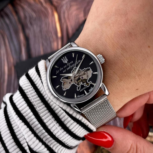 Классические женские часы Awarder 028-3D Де би не була Silver-Black под Индивидуальный дизайн, водонепроницаемый фото 9