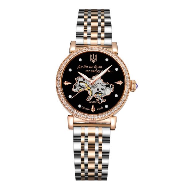 Класичний жіночий годинник Awarder 047 Де би не була Silver-Gold-Black, водонепроникний фото 1