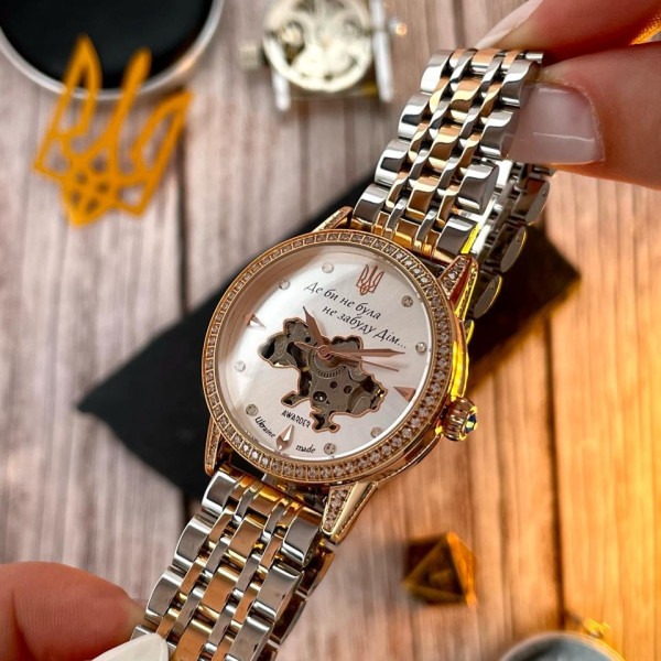 Классические женские часы Awarder 049 Де би не була Silver-Gold-White, водонепроницаемый фото 3