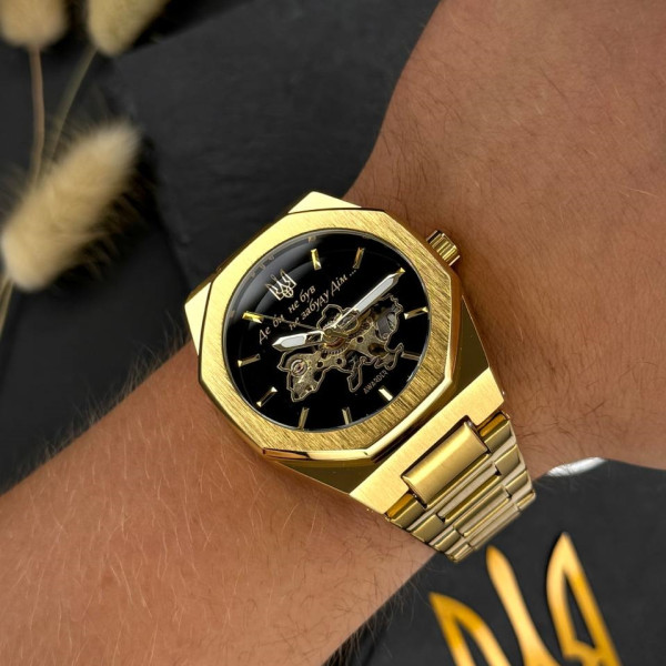 Класичний годинник Awarder 026-3D Де би не був Gold-Black, сталевий ремінець фото 11