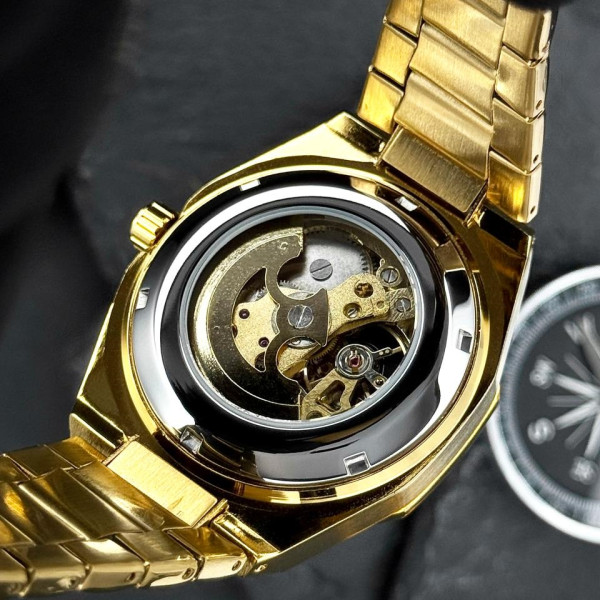 Класичний годинник Awarder 026-3D Де би не був Gold-Black, сталевий ремінець фото 5