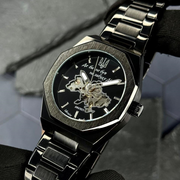 Класичний годинник Awarder 026-3D Де би не був Black-Silver під Індивідуальний дизайн, сталевий ремінець фото 3