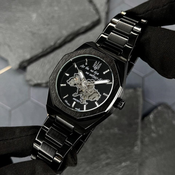 Класичний годинник Awarder 026-3D Де би не був Black-Silver під Індивідуальний дизайн, сталевий ремінець фото 4
