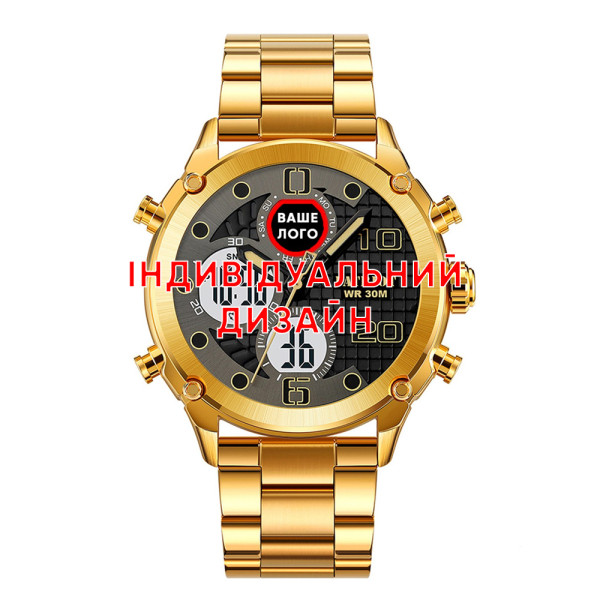 Классические мужские часы Awarder 017 Gold-White Steel под Индивидуальный дизайн, водонепроницаемый фото 1