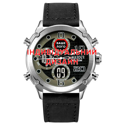 Класичний чоловічий годинник Awarder 017 Silver-Black під Індивідуальний дизайн, водонепроникний