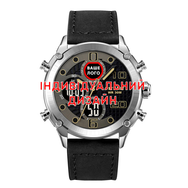 Класичний чоловічий годинник Awarder 017 Silver-Black під Індивідуальний дизайн, водонепроникний фото 1