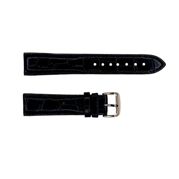 Ремінець для годинника 20 мм Шкіра ІІ Чорний-Золото фото 1