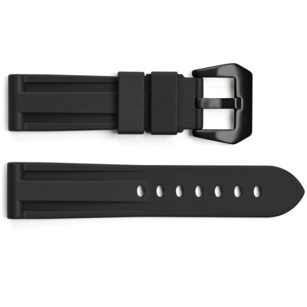 Ремінець для годинника 3001 Silicone Black-Black 24 мм. фото 1