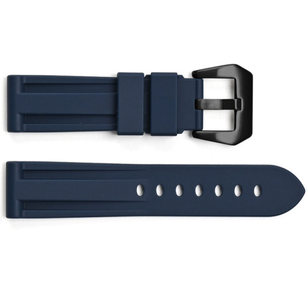 Ремінець для годинника 3001 Silicone Blue-Black 24 мм. фото 1