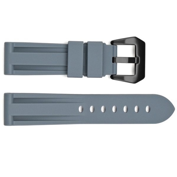 Ремінець для годинника 3001 Silicone Grey-Black 24 мм. фото 1