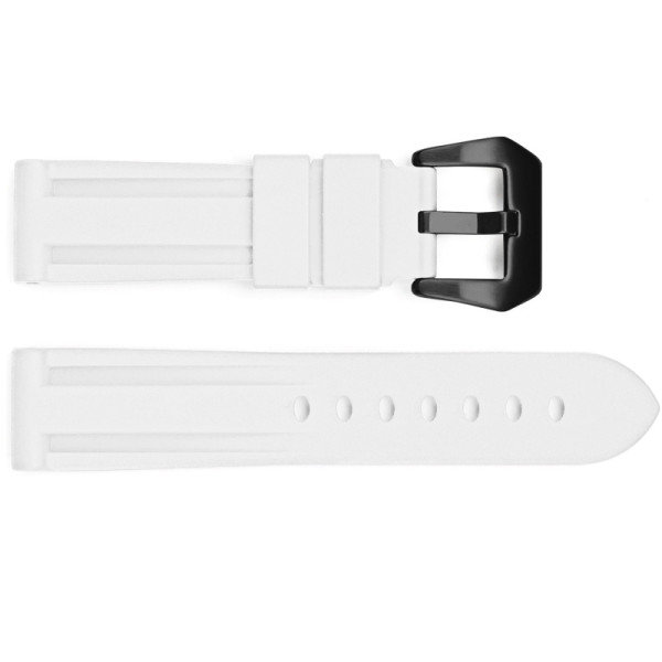 Ремешок для часов 3001 Silicone White-Black 24 мм. фото 1