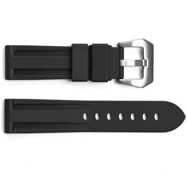Ремешок для часов 3001 Silicone Black-Silver 24 мм. фото 1