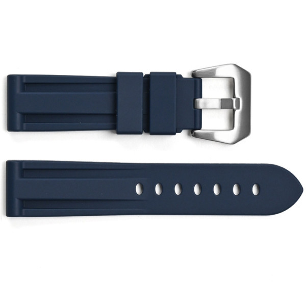 Ремінець для годинника 3001 Silicone Blue-Silver 24 мм. фото 1