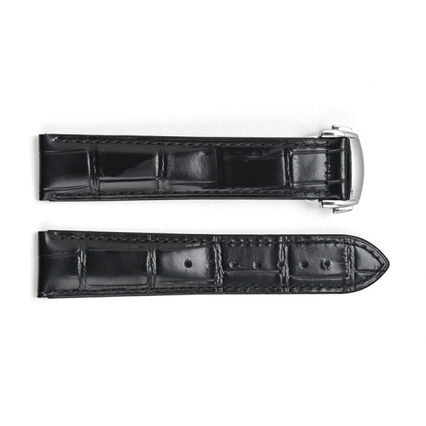 Кожаный ремешок 3002 Black-Silver 22 мм фото 1