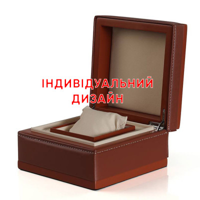 Коробка для годинника шкіряна з деревом коричнева Індивідуальний дизайн