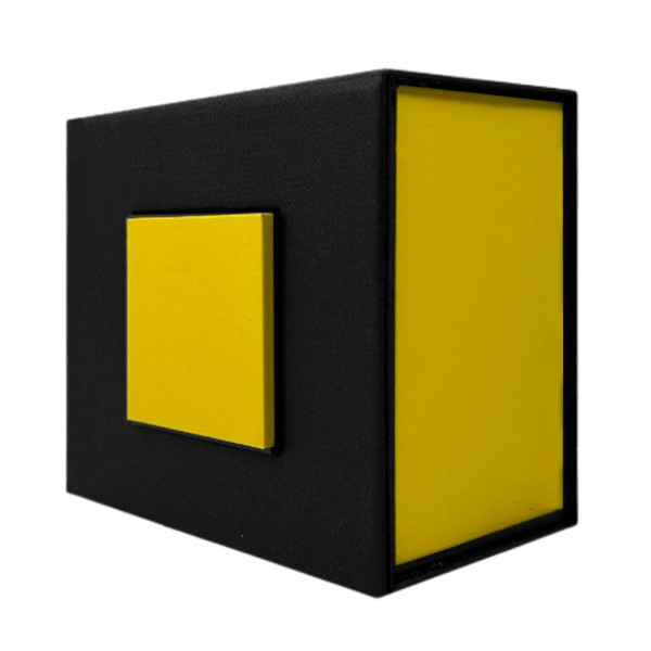 Подарочная картонная коробочка для часов черно-желтая фото 1