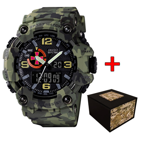 Чоловічий спортивний годинник кварцевий Awarder 002  ЗСУ Camo Green фото 1