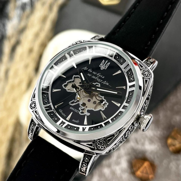 Женские часы Awarder 021-3D Где бы ни была Silver-Black-Black Leather фото 7