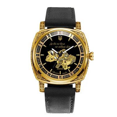 Женские часы Awarder 021-3D Де би не була Gold-Black-Black Leather
