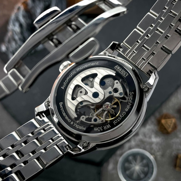 Мужские часы Awarder 043 Где бы ни был Silver-Black Steel Automatic фото 5