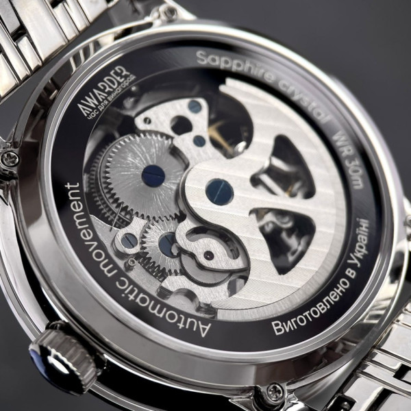 Мужские часы Awarder 043 Где бы ни был Silver-Black Steel Automatic фото 9
