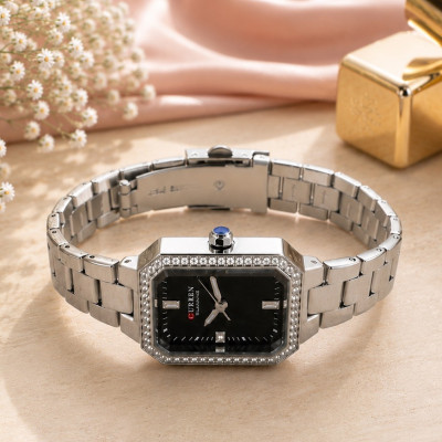 Женские часы Curren 9102 Silver-Black