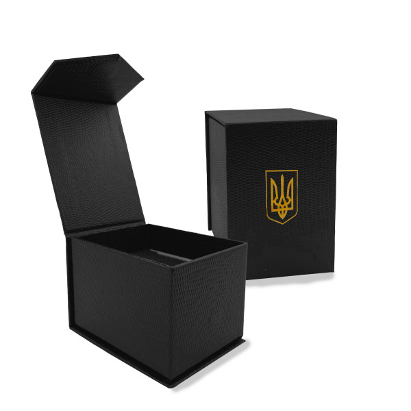 Коробочка для годинника чорна з золотим тризубом фото 1
