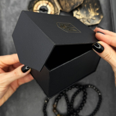 Коробочка для годинника чорна з золотим тризубом