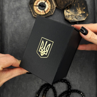 Коробочка для годинника чорна з золотим тризубом