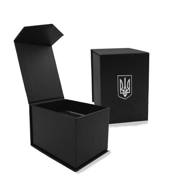 Коробочка для годинника чорна з срібним тризубом фото 1